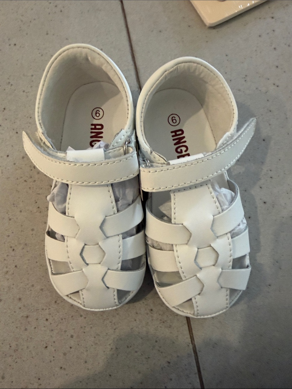 Angel White Baby Girls' Woven Fisherman Sandals